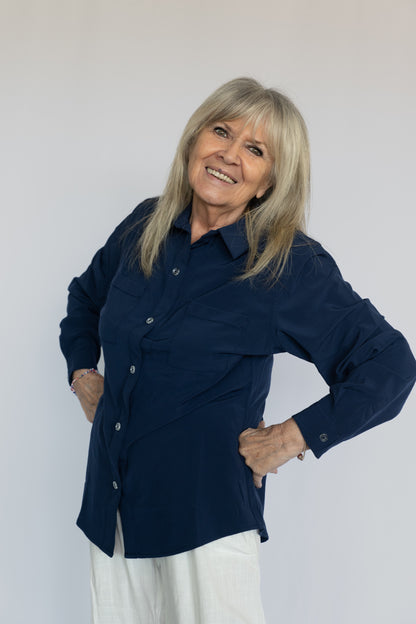 Blusa mujer manga larga con botones magnéticos